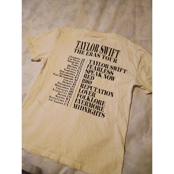 Taylor Swift The Eras Tour T-Shirt Medium Cotton Beige Double Sided - Picture 5 of 8